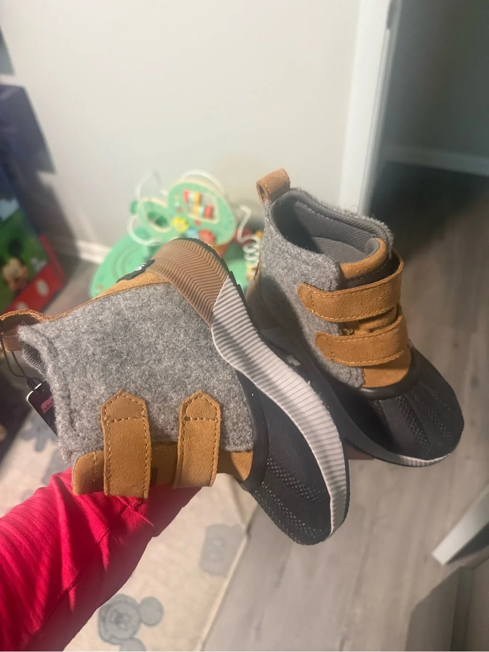 SOREL Kids' Gray & Brown Impermeable Wool-Blend Boot